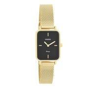Oozoo Vintage Damen Uhr Gold/Schwarz | Armbanduhr Damen mit Mesharmband | Moderne Uhr für Frauen | Edle Analog Damenuhr in rechteckig C20354 (24x28mm Gehäuse)