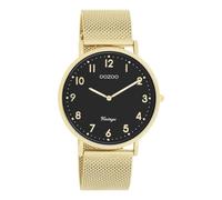 Oozoo Vintage Damen Uhr Gold/Schwarz | Armbanduhr Damen mit Mesharmband | Moderne Uhr für Frauen | Edle Analog Damenuhr in rund C20344 (40mm Gehäuse)