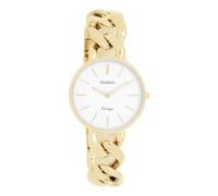 Oozoo Vintage Damen Uhr Gold/Weiß | Armbanduhr Damen mit Metall Chunky Armband | Moderne Uhr für Frauen | Edle Analog Damenuhr in rund C20357 (32mm Gehäuse)