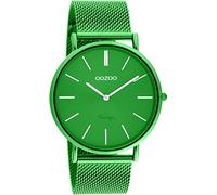 Oozoo Vintage Damen Uhr - Grüne Armbanduhr Damen mit 20mm Mesh Armband - Analoge Damen Armbanduhr in rund - auch als Damen Uhr passend - C20273