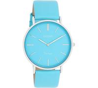 Oozoo Vintage Damen Uhr hellblau/Silber - Armbanduhr Damen mit 20mm Lederarmband - Analog Damenuhr in rund C20322