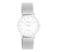 Oozoo Vintage Damen Uhr Silber/Weiß | Armbanduhr Damen mit Mesharmband | Moderne Uhr für Frauen | Edle Analog Damenuhr in rund C20345 (32mm Gehäuse)