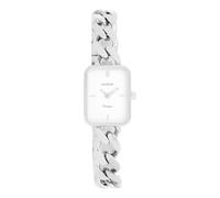 Oozoo Vintage Damen Uhr Silber/Weiß | Armbanduhr Damen mit Metall Chunky Armband | Moderne Uhr für Frauen | Edle Analog Damenuhr in rechteckig C20360 (20x26mm Gehäuse)