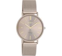 Oozoo Vintage Damen Uhr taupe/Gold | Armbanduhr Damen mit Mesharmband | Moderne Uhr für Frauen | Edle Analog Damenuhr in rund C20337 (36mm Gehäuse)