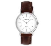Oozoo Vintage Damenuhr Lederband 32 MM Weiss/Dunkelbraun C9835