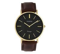 Oozoo Vintage Damenuhr Lederband 40 MM Goldfarben/Schwarz/Dunkelbraun C9833