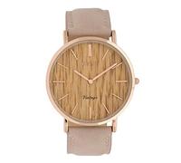 Oozoo Vintage Damenuhr Lederband Wood 40 MM Rose/Braun Holz/Pinkgrau C9866