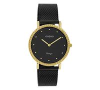 Oozoo Vintage Damenuhr mit Edelstahl Milanaiseband 34 MM Schwarz/Goldfarben/Schwarz C20058