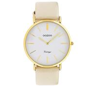 Oozoo Vintage Damenuhr mit Lederband 40 MM Goldfarben/Weiß/Beige C9961
