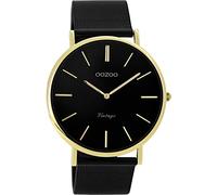 Oozoo Vintage Damenuhr mit Milanaise Edelstahlband Flach 40 MM Schwarz/Goldfarben C9893