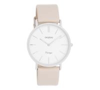 Oozoo Vintage Herren Uhr in Silber/beige/weiß| Armbanduhr Herren mit Lederarmband | Schöne Uhr für Männer | Edle Analog Herrenuhr (36mm Gehäuse) in rund C20390