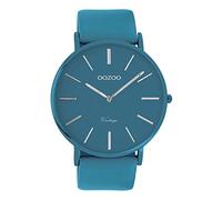 Oozoo Vintage Herrenuhr Colors of The Summer mit Lederband Flach 44 MM Blau C9878