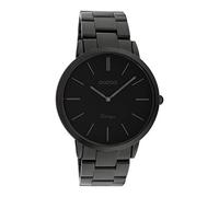 Oozoo Vintage Herrenuhr mit Edelstahl Glieder Armband Flach 42 MM Schwarz/Schwarz C20025