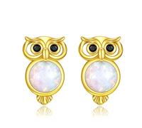 Opal Eule Ohrstecker 925 Sterling Silber Eule Ohrringe Glückliche süße Tier Ohrstecker Schmuck Geschenke für Damen Mutter Mutter Mädchen (Eule opal)