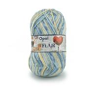 Opal Flair 4-fädiges Garn - Wollmischung, zum Stricken von warmen Socken, Pullovern, Mützen, Handschuhen und Schals, 11482 blau, 1 x 100g
