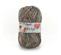 Opal Flair 4-fädiges Garn - Wollmischung, zum Stricken von warmen Socken, Pullovern, Mützen, Handschuhen und Schals, 11481 Braun/Grau, 1 x 100g