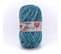 Opal Flair 4-fädiges Garn - Wollmischung, zum Stricken von warmen Socken, Pullovern, Mützen, Handschuhen und Schals, 11484 Blau, 1 x 100g