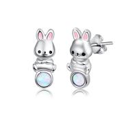 Opal Ohrringe für Damen 925 Sterling Silber Hase Ohrringe Ohrstecker Tier Ohrringe Schmuck für Frauen Mädchen Kinder