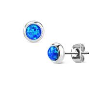 Opal Rund Silber Push-In