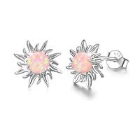 Opal Sonne Ohrringe 925 Sterling Silber Hypoallergene Vergoldete/Silber Schmuck Geschenke für Damen, Mädchen und Kinder