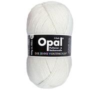 Opal Uni (425m) 4-fädiges Garn - Wollmischung, leuchtende Volltonfarben, Garn für warme Socken und Pullover, 2620 Hartweiß, 1 x 100 g