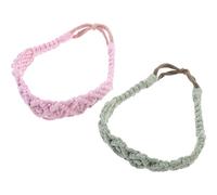 Operitacx 2 Stück Gehäkelte Boho Stirnbänder für Damen Elastisches Atmungsaktives Haarband aus Polyester Baumwollgarn Schnell Trocken für Sport und Laufen