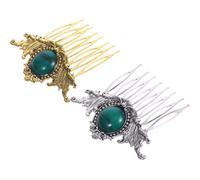 Operitacx 2 Stück pack Dekorative Seitenhaarkämme für Damen Ethnischer Stil Metall mit Harz Gold und Silber Haarschmuck für Vielseitiges Haarstyling
