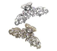 Operitacx 2 Stück pack Vintage Strass Haarspangen aus Zinklegierung mit Rutschfestem Griff Elegante Blumen Haarklammern für Frauen und Mädchen bei Formellen Anlässen