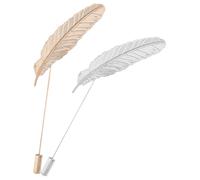Operitacx 2 Stück Vintage Feder Brosche aus Legierung, Anzugnadel für | Gold und Silber, Wiederverwendbar, Auffällig, für Partys und Business Events