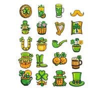 Operitacx 20 Stück Gestickte St Patrick's Day Kleeblatt Aufnäher Grüne Stoffapplikationen mit Bügel und Nähfunktion für Kleidung Hüte Rucksäcke Farbechte Reparaturflicken für Festdekoration