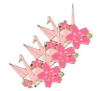 Operitacx 3 Stück Kleine Broschen für Strickjacken aus Zinklegierung Rosa Kirschblüten Papierkranich Anstecker für Freizeit und Formelle Anlässe