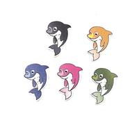 Operitacx 50 Stück Selbstgemacht Holzknöpfe Bunt 2-loch Knöpfe Zum Annähen Cartoon Delfin Muster Für Basteln Nähen Scrapbooking