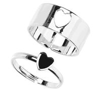 Operitacx Abschluss Geschenk Silberner Offener Herzring aus Kupfer Cooler Statement Ring für Teenager Mädchen und Freunde Hautfreundlich und Modisch zu Festival und Weihnachten
