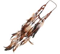 Operitacx Boho Passform Damen Leichtes Haarband Stirnband Feder mit Holzperlen Bequemer im Eleganten Stil und für Party und Festival
