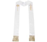 Operitacx Hochzeitspastorenstola mit Goldener Kreuz und Taubenstickerei Beidseitig Tragbar Komfortabel Eleganter Stil für Hochzeiten und Formelle Anlässe