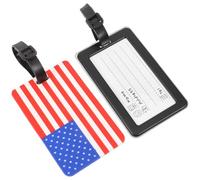 Operitacx Kofferanhänger 2 Stück mit Amerikanischer Flagge Wasserfestes PVC mit Integriertem Namensschild für Kreuzfahrten und Geschäftsreisen
