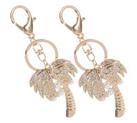 Operitacx Kokosnussbaum Schlüsselanhänger Damen mit Strass aus Zinklegierung und Kunststoff Elegante 2 Stück Leicht zu Tragen als Taschenanhänger für Handtaschen