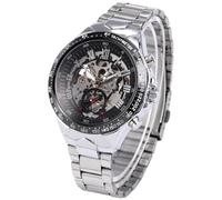 Operitacx Mechanische Armbanduhr Herren mit Rundem Skelett Zifferblatt Automatischem Aufzug Edelstahlarmband Modisch und Robust für Alltag