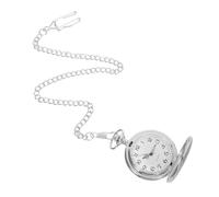 Operitacx Mechanische Taschenuhr Präzises Mechanisches Uhr modul mit Kette Herren Klassische Silberne Legierung Flip Cover Struktur Geeignet für Formelle Anlässe und Sammlungen
