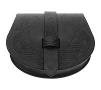 Operitacx Mittelalterliche Gürteltasche mit Intricatem Nordischem Wikinger Design aus Schwarzem Pu Leder und Legierung Vielseitige Renaissance Tasche für Cosplay und Ausstellungen