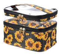 Operitacx Reise Kulturbeutel Kosmetiktasche mit Reißverschluss Doppellagiges Design PVC und Polyester mit Henkel Verschleißfest Praktisch für Camping und Zuhause