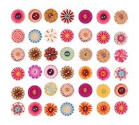 Operitacx Runde Holzknöpfe Blumenknöpfe 200 Stück 15mm Nähzubehör mit Verschiedenen Designs für Nähen und Dekoration Zufällige Farbe