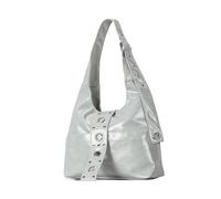 OPIGJUFD Hobo-Tasche Mit Nieten Retro Nieten Damen Leder Umhängetasche im Punk-Stil Motorrad Crossbody Tasche Großes Fassungsvermögen Spicy Girl Tote Bag Dating(Light Grey)