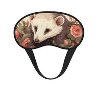 Opossum und Rosen Schlafmaske für Seitenschläfer, Verdunkelungs-Augenmaske für Damen und Herren, Nulldruck-Schlafmasken, weiche, atmungsaktive Augenabdeckung, bequeme Augenbinde, Lidschatten für