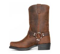 OPPOQ Retro Cowboystiefel Männer Mid Calf Western Stiefel PU Leder Stiefel Mann Slip On Schuhe Winter Ritter Stiefeletten,Messing,45