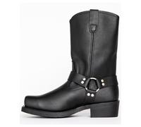 OPPOQ Retro Cowboystiefel Männer Mid Calf Western Stiefel PU Leder Stiefel Mann Slip On Schuhe Winter Ritter Stiefeletten,Schwarz,48