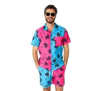 OppoSuits 2-teiliges Hawaii Sommer-Set für Herren - Summer Palm Beach Swim Wear - Tailliertes Outfit - Inklusive Kurzarmhemd und Shorts