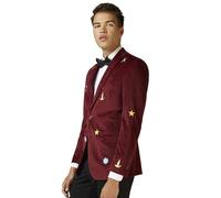 OppoSuits Deluxe Herren Weihnachten - Weihnachten Icons - Dunkelroter Blazer - Weihnachten - Weihnachtsfeiern - Stylische, Hochwertige Jacke - Rot