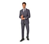 OppoSuits Einfarbige Partyanzüge - Bunte Outfits für Abschlussball, Hochzeiten, Junggesellenabschiede - kommt mit Blazer, Hose und Krawatte, Charcool, 48