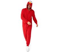 OppoSuits Erwachsene Unisex Elmo Onesie - Sesamstraße Einteiliger Schlafanzug - Lose Passform - Inklusive Taschen - Rot